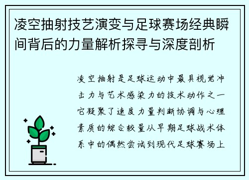 凌空抽射技艺演变与足球赛场经典瞬间背后的力量解析探寻与深度剖析
